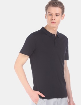 ARROW Solid Men Polo Neck Black T-Shirt