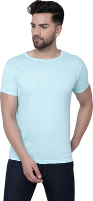 Adorbs Solid Men Round Neck Blue T-Shirt