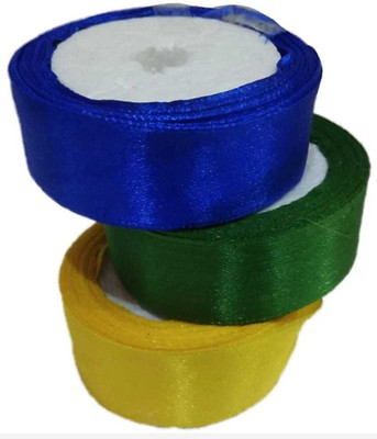 World Wide Villa SATIN RIBBON MULTI COLOR 3 ROLLS 9MTR EACH LENGTH