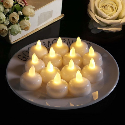 Ravso Water Sensor Battery Operated Waterproof LED Floating Flameless Tealight Candle Plastic (Pack of 12) Table Diya Set(Height: 1.3 inch)
