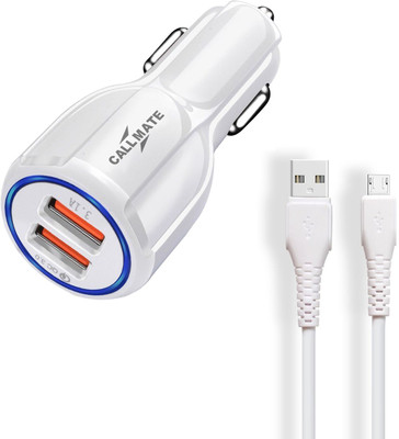 Callmate 30 W Qualcomm Certified Turbo Car Charger(White, With USB Cable)