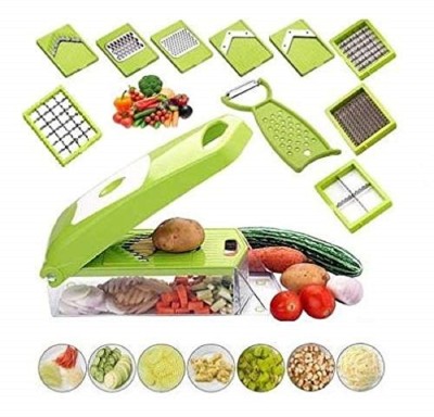 K AND D BROTHERS 12 in 1 Multi-Function Vegetable and Fruit Chopper Cutter Slicer Peeler Grerater Set with Unbakable Container (12 in 1 Vegetable Chopper (Jumbo)) Vegetable & Fruit Slicer(set of 12 in 1)