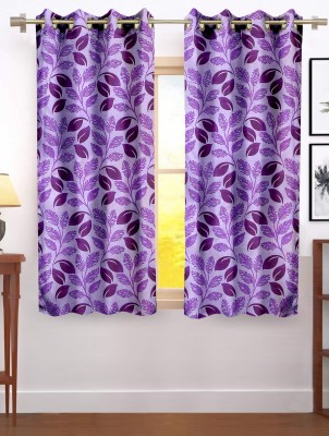 Flipkart SmartBuy 150 cm (5 ft) Polyester Semi Transparent Window Curtain (Pack Of 2)(Printed, Purple)