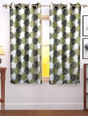 Flipkart SmartBuy 150 cm (5 ft) Window Polyester Semi Transparent Curtain (Pack Of 2)(Green, Floral)