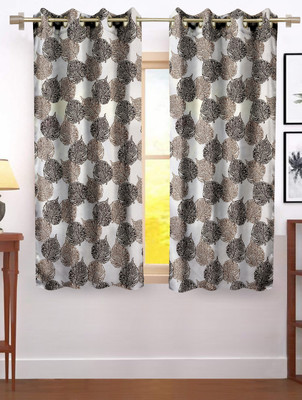 Flipkart SmartBuy 150 cm (5 ft) Window Polyester Semi Transparent Curtain (Pack Of 2)(Brown, Floral)