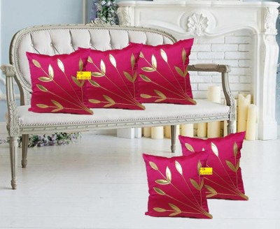 FAB NATION Floral Cushions & Pillows Cover(Pack of 5, 40 cm*40 cm, Pink, Gold)