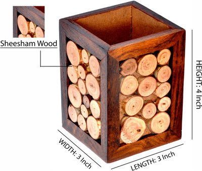 Hashcart 1 Compartments Sheesham Wood Penstand(Brown)
