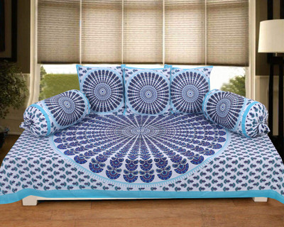 Texstylers Cotton Abstract Diwan Set(Multicolor)