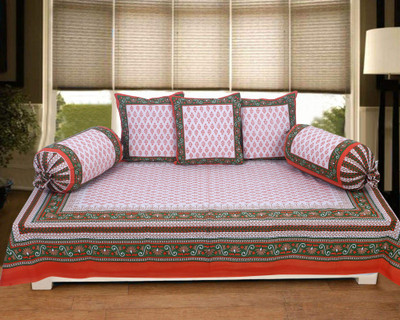 Go Texstylers Cotton Abstract Diwan Set(Multicolor)