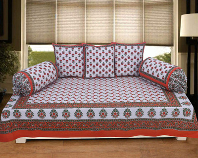 Texstylers Cotton Abstract Diwan Set(Orange)