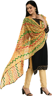 A R SILK Chiffon Embroidered Women Dupatta
