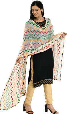 A R SILK Chiffon Embroidered Women Dupatta