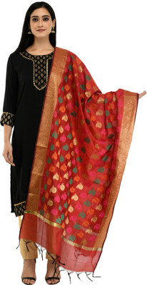 A R SILK Cotton Blend Embroidered Women Dupatta
