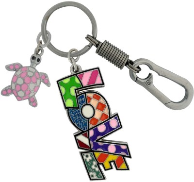 SHOKY LOOKS Love word metal high quality with (pink, white) turtle and high quality hanging hook .for girl, boy men, women, best party gift love couple key ring Key Chain