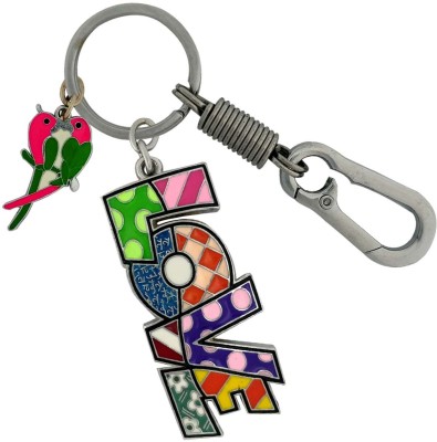 SHOKY LOOKS Love word metal high quality with love bird and high quality hanging hook .for girl, boy men, women, best party gift love couple key ring Key Chain