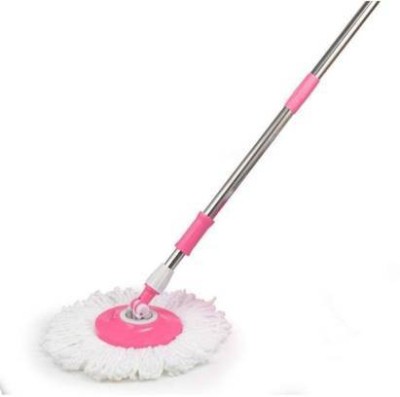 Toqon TOQON Stainless Steel Rod spin mop handle / Spin Mop Handle Replacement / 360 Degree Rotating Mop Head Mop Stick (Pink) Wet & Dry Mop(Pink)