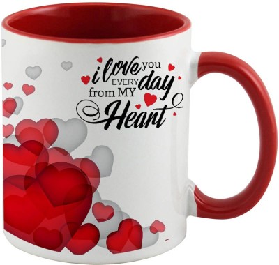 COLOR YARD best I love u everyday from my heart Happy Karwa Chauth design on Ceramic Coffee Mug(320 ml)