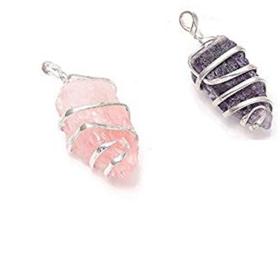 AIR9999 Natural Rose quartz Amethyst Raw Shaped pendant set For Men And Women Crystal Pendant