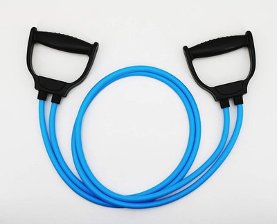 valuableplus Toning Resistance Double Tube with Foam Handles for Exercise and Fitness Resistance Tube(Blue)