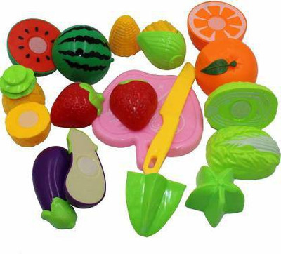 Oraisportsmart Realistic Sliceable Fruits and Vegetables Cutting Play Toy Set, Can Be Cut in 2 Parts