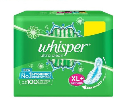 Whisper ultra clean night xl + 50 pad Sanitary Pad(Pack of 50)