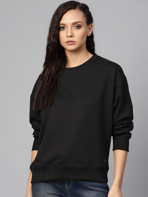 Roadster Full Sleeve Solid Women Sweatshirt