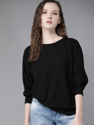 Roadster Full Sleeve Solid Women Sweatshirt