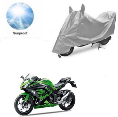 RPSENTTERPR Waterproof Two Wheeler Cover for Kawasaki(Ninja 300, Silver)