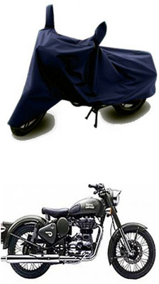 Vedika Collection Two Wheeler Cover for Royal Enfield(Battle Green, Blue)