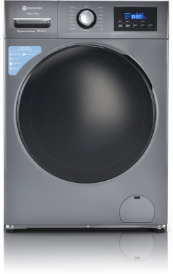 Motorola 8/5 kg Smart Wi-Fi Enabled Inverter Technology Washer with Dryer with In-built Heater Grey(80WDIWBMDG)