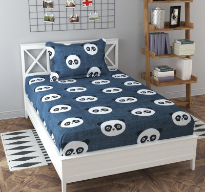 MKB Collections 240 TC Microfiber Single Printed Flat Bedsheet(Pack of 1, Grey)