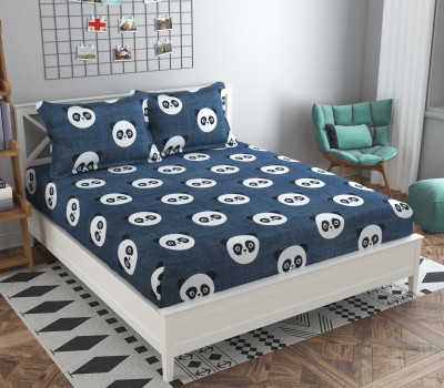 MKB Collections 240 TC Microfiber Double Printed Flat Bedsheet(Pack of 1, Grey)