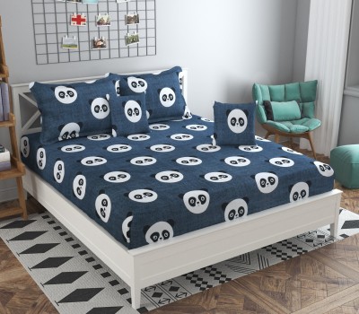 Global Hut 240 TC Microfiber Double Cartoon Flat Bedsheet(Pack of 1, Grey)