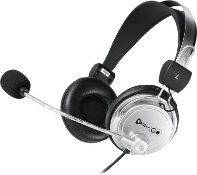 EnterGo USB HEADPHONE WITH MIC TALKMATE Wired Headset(BLACK+SILVER, On the Ear)
