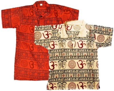 pk hub Baby Boys & Baby Girls Printed Straight Kurta(Red, Beige)