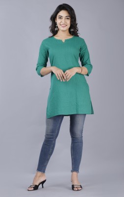 StyleHub Women Solid Straight Kurta(Green)