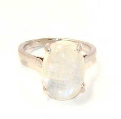 RATAN BAZAAR Moonstone Ring Stone 4.25 carat Natural stone Semi Precious Original & Certified stone Astrological Purpose for unisex Stone Moonstone Silver Plated Ring