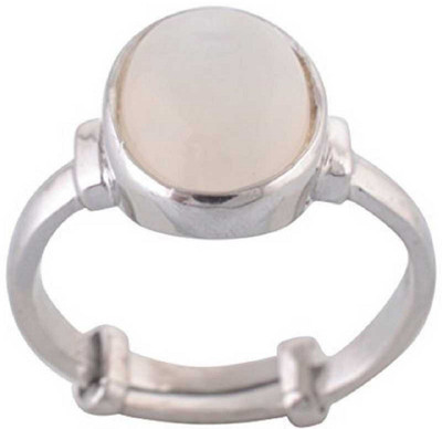 RATAN BAZAAR Moonstone Ring Natural Semi Precious stone 7.00 ratti Stone Astrological Purpose for men & women Stone Moonstone Silver Plated Ring