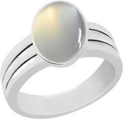 KUNDLI GEMS Moonstone ring 7.25 carat Stone moonstone Precious Unheated & Untreated Certified for men & women Stone Moonstone Silver Plated Ring