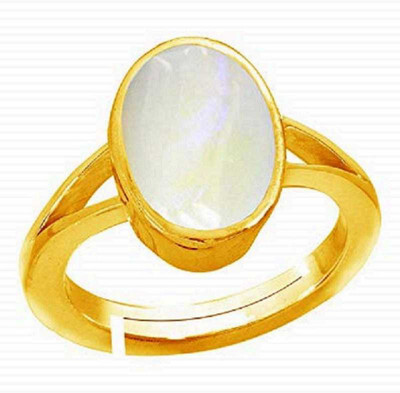 RATAN BAZAAR Moonstone Ring Natural 7.75 carat stone Moonstone good quality and Effective stone astrological for men & women Stone Moonstone Gold Plated Ring