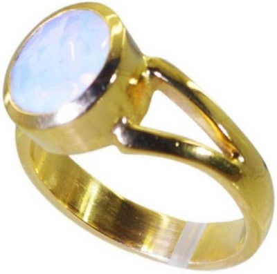 KUNDLI GEMS Moonstone ring Natural Stone 7.25 carat stone Astrological Semi Precious Stone for men & women Stone Moonstone Gold Plated Ring