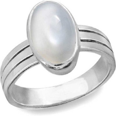 RATAN BAZAAR Moonstone ring Natural Stone 7.25 carat stone Astrological Semi Precious Stone for men & women Stone Moonstone Silver Plated Ring