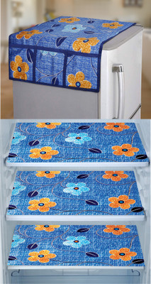E-Retailer Refrigerator  Cover(Width: 99 cm, Value For Money Combo Pack Of 4 Piece, Blue)