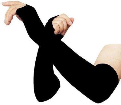 Happy Deals Cotton, Polyester Arm Sleeve For Men & Women (Black) Nylon Arm Warmer(Black)