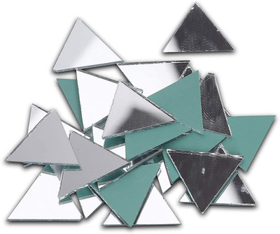 Crafto 250pcs of Triangle Glass Mirror for Embroidery and Craft Purpose Size: 18mm
