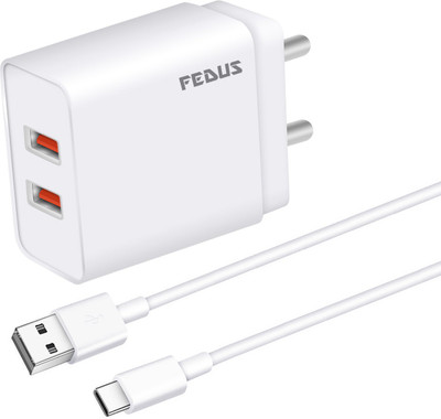 Fedus 2.4 A Wall Charger for Mobile with Detachable Cable(White)