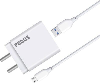 Fedus 2.4 A Wall Charger for Mobile with Detachable Cable(White)