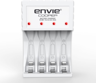 Envie Ultra Fast Charger ECR 20 MC | For AA & AAA Ni-mh Rechargeable Batteries | With LED Indicator | 600MA output current| Compatible with Power Banks | Car Charger | Laptop | Travel Adapter (White) (ECR 20 MC)  Camera Battery Charger(White)