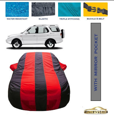 CANVAS HUB Car Cover For Tata Safari Dicor (With Mirror Pockets)(Red, Blue)