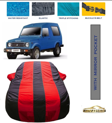CANVAS HUB Car Cover For Maruti Suzuki Gypsy MG-410 (With Mirror Pockets)(Red, Blue)